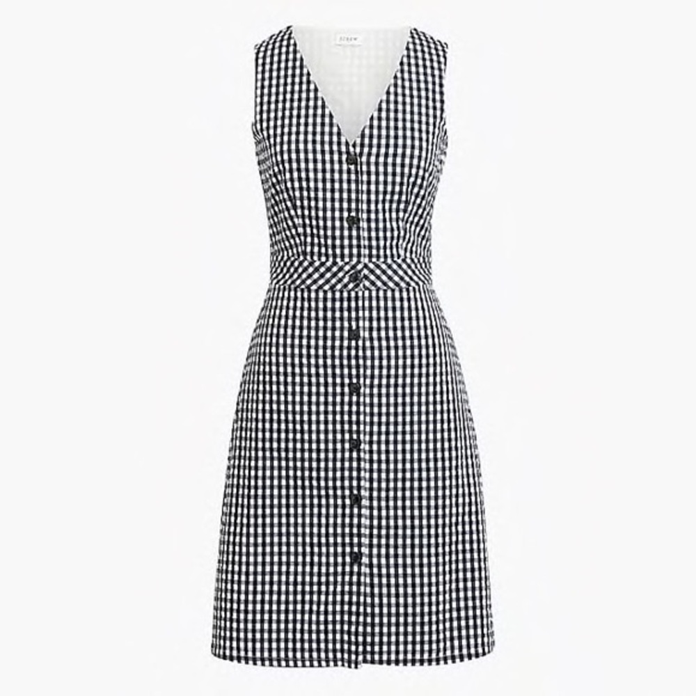 NWT J. Crew V-Neck Button Front Gingham Dress